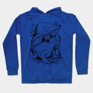 Cottagecore Aesthetic Mushrooms and Frog Hand Drawn Hoodie